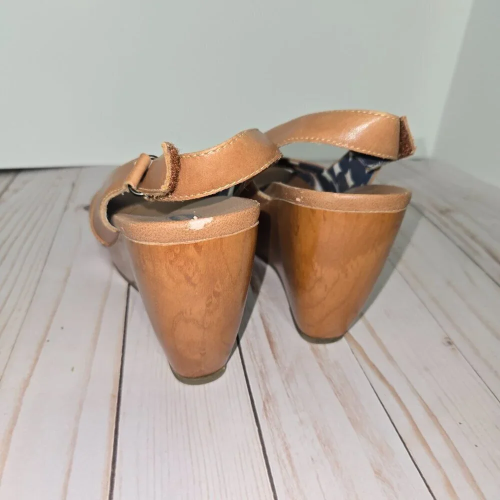 Dr. Scholl’s Melonie Tan Leather Wedge Sandals Women’s Size 8 Slingback